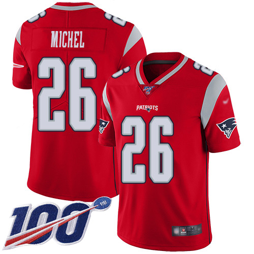 New England Patriots Football #26 100th Season Inverted Legend Limited Red Men Sony Michel NFL Jersey->youth nfl jersey->Youth Jersey